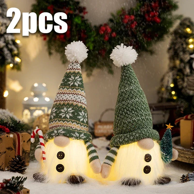 30cm Glowing Knitted Doll Couple with Led Night Light Christmas Decorations