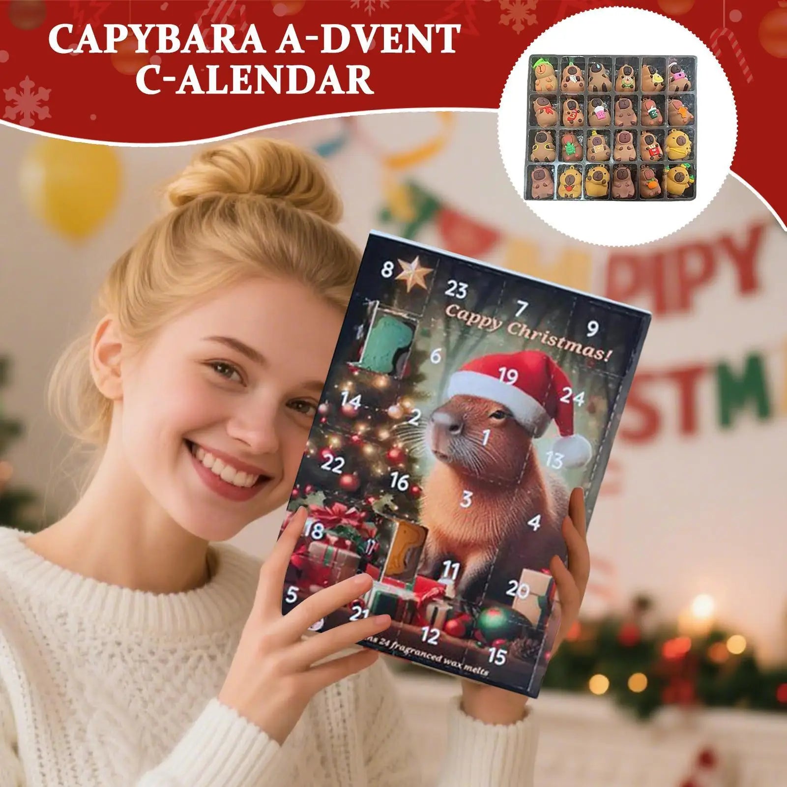 Christmas Capybara Countdown Calendar 24pcs 3d Miniature Doll Christmas Tree Ornament