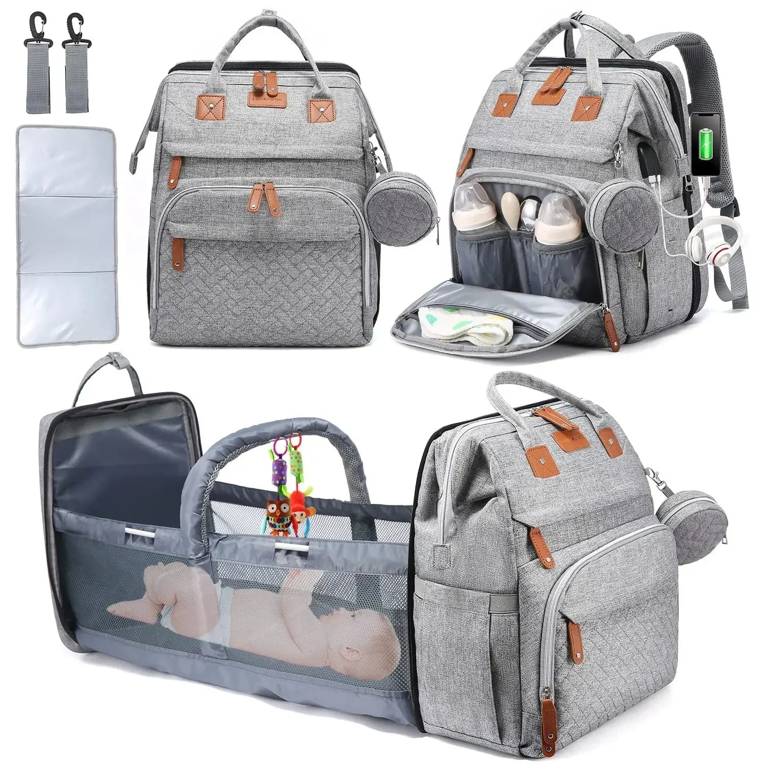 Baby Nappy Changing Station Portable Bed Travel Bassinet Waterproof Folding Crib