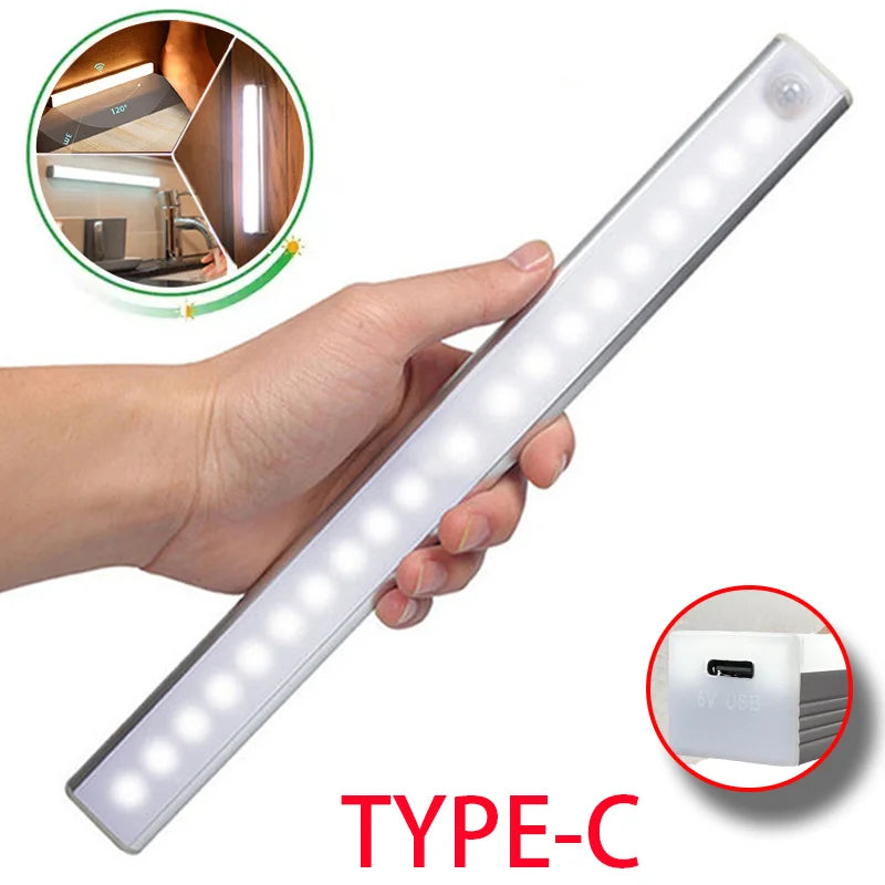 LED Motion Sensor Light Wireless Night Light Type C Rechargeable Light