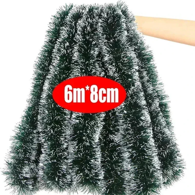 2M Christmas Ribbon Garland Green Cane Tinsel Xmas Tree Hanging Pendent Ornaments