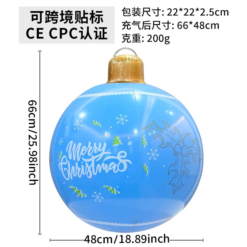 60cm Giant Luminous Inflatable Christmas Ball With No Lights Pvc Outdoor Xmas Decoration