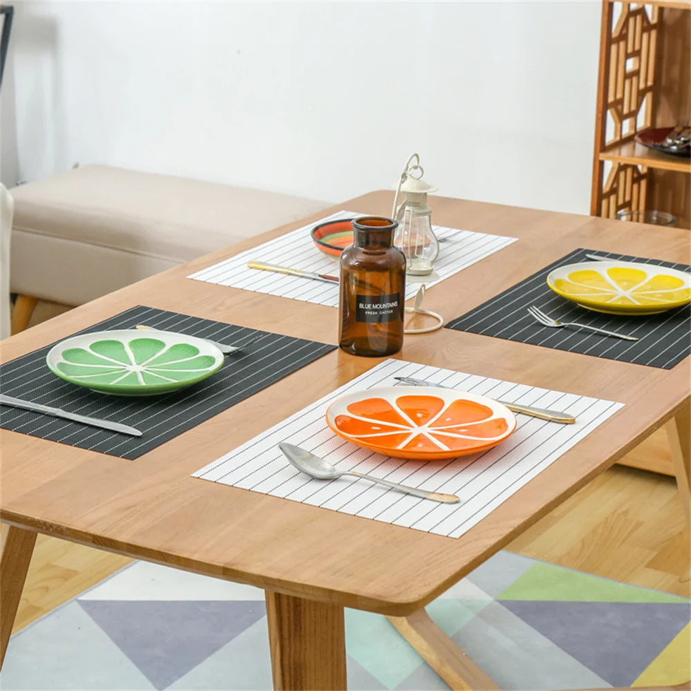 Table Mat Set Non-Slip Bowl Pad Coaster Set Washable PVC Dining Table Placemats