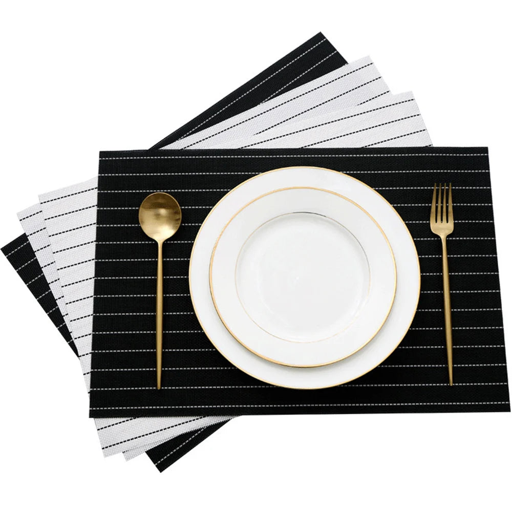 Table Mat Set Non-Slip Bowl Pad Coaster Set Washable PVC Dining Table Placemats