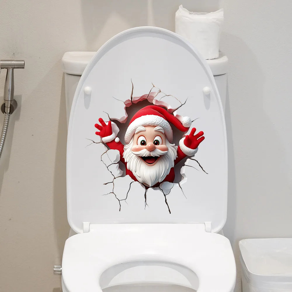 Christmas Santa Toilet Sticker Christmas Party Decoration Navidad Natal New Year Gift