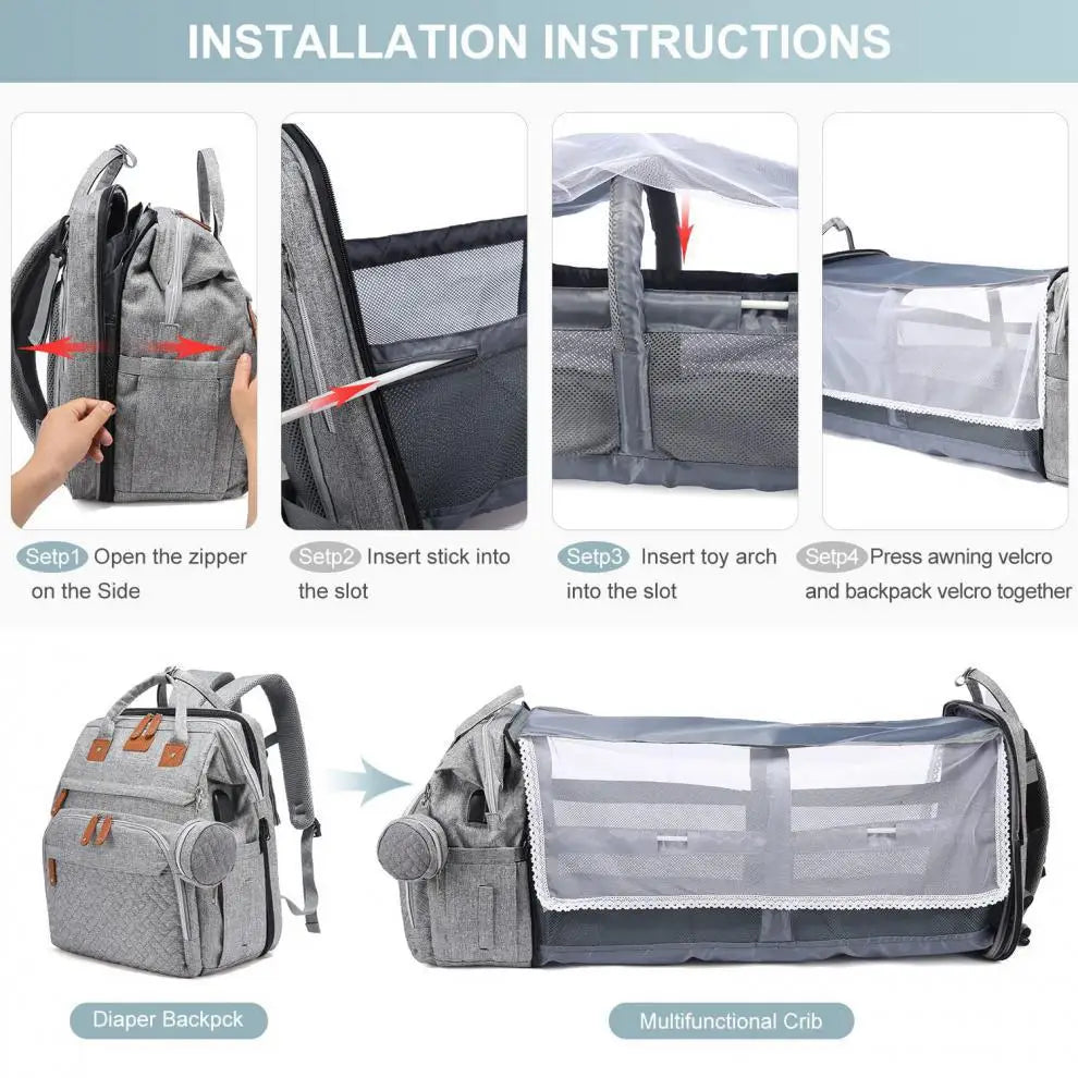 Baby Nappy Changing Station Portable Bed Travel Bassinet Waterproof Folding Crib