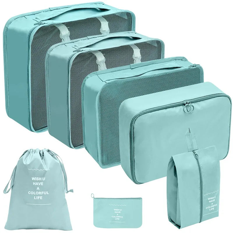 7/8/9/10 Pcs Set Travel Organizer Storage Bags Suitcase Packing Cubes Portable Luggage