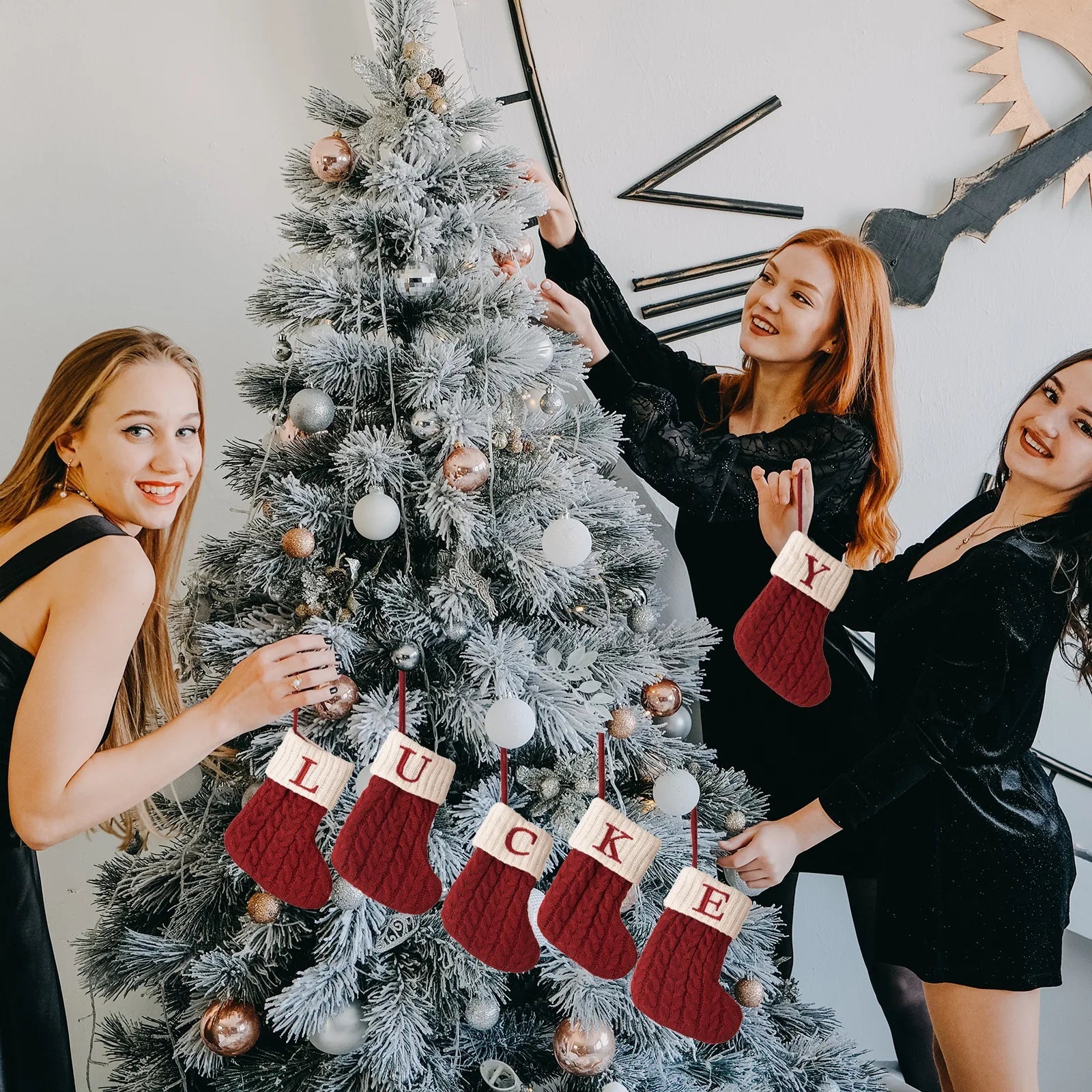 Alphabet Knitting Socks Christmas Tree Ornaments Decoration for Home