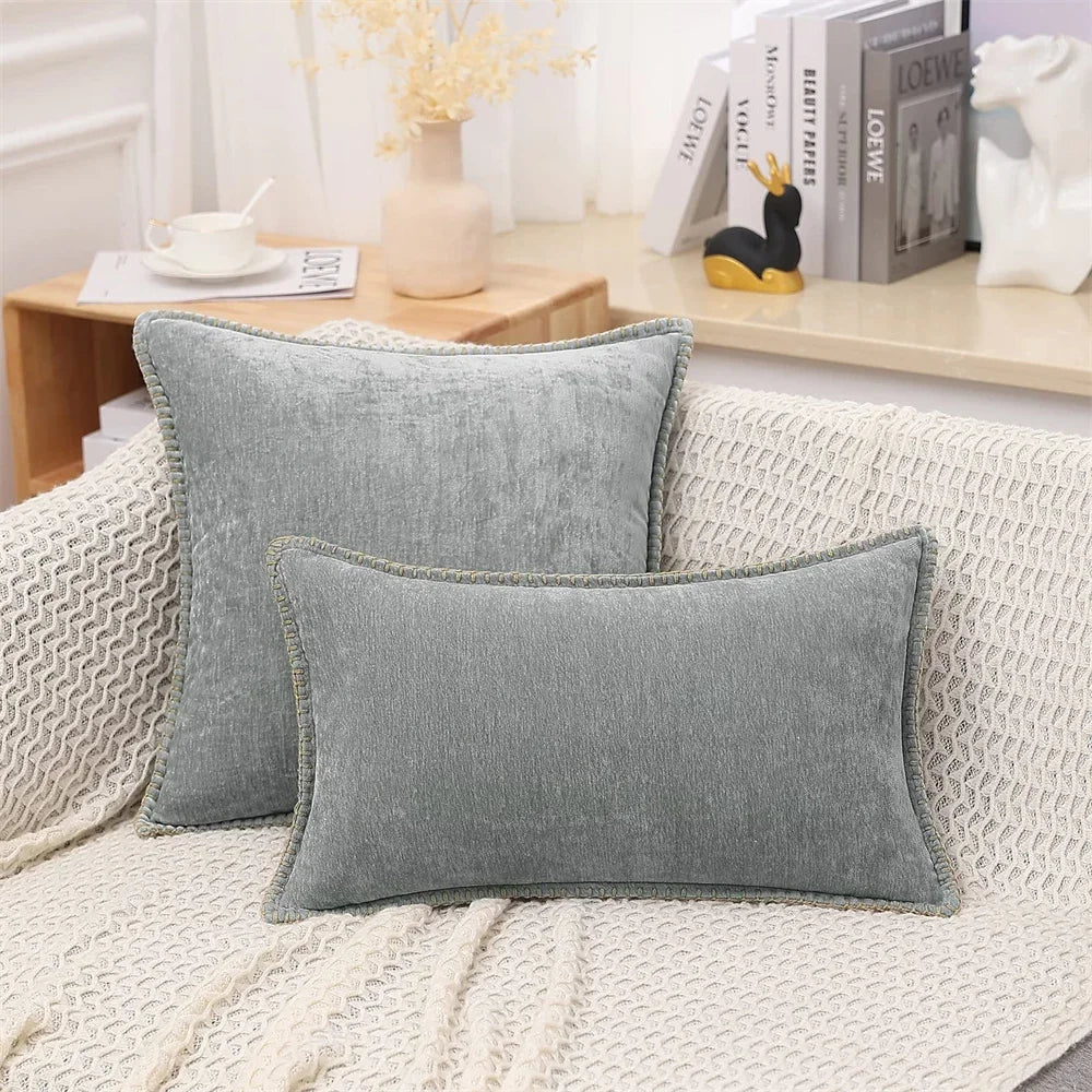Blue Chenille Cushion Cover