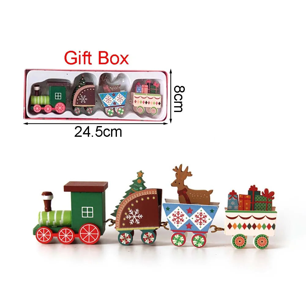 Christmas Wood Train Decoration, Ornaments With Moving Train, Home Noel