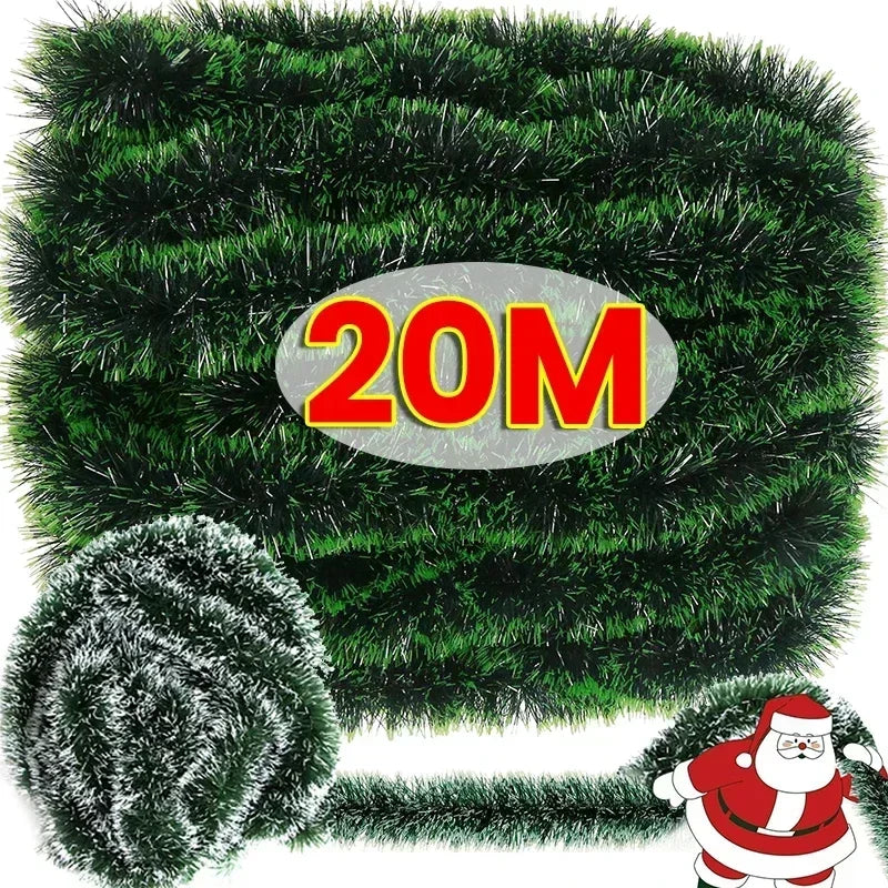 2M Christmas Ribbon Garland Green Cane Tinsel Xmas Tree Hanging Pendent Ornaments