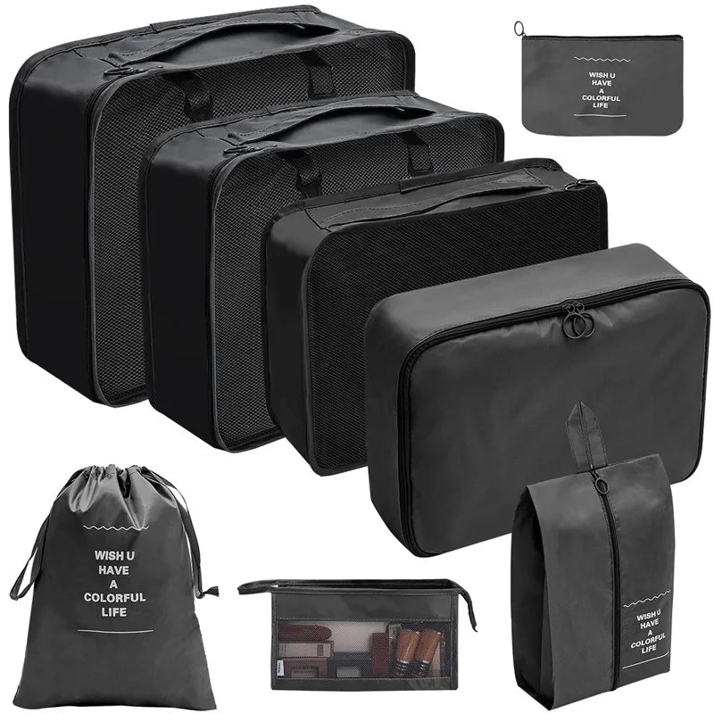 7/8/9/10 Pcs Set Travel Organizer Storage Bags Suitcase Packing Cubes Portable Luggage