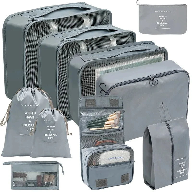 7/8/9/10 Pcs Set Travel Organizer Storage Bags Suitcase Packing Cubes Portable Luggage