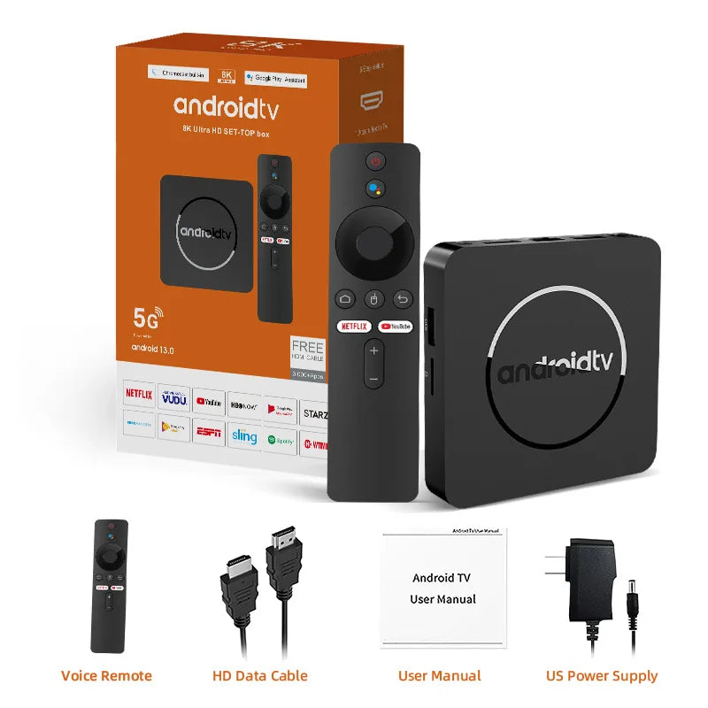 Android14 8K HDR10+Smart TV Box 128G Dual Wifi Media Player with Google Assistant
