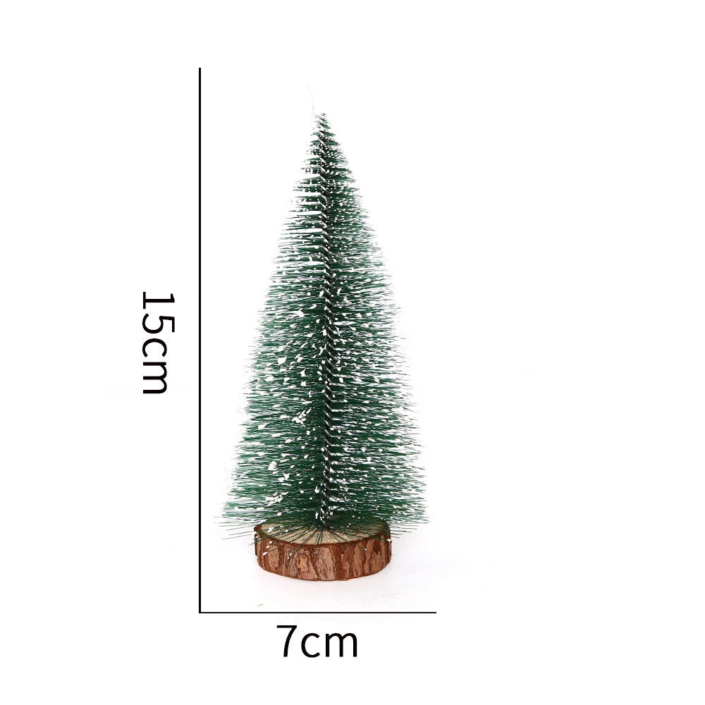Mini Christmas Trees Different Size Craft Artificial Wooden Base Xmas Decoration