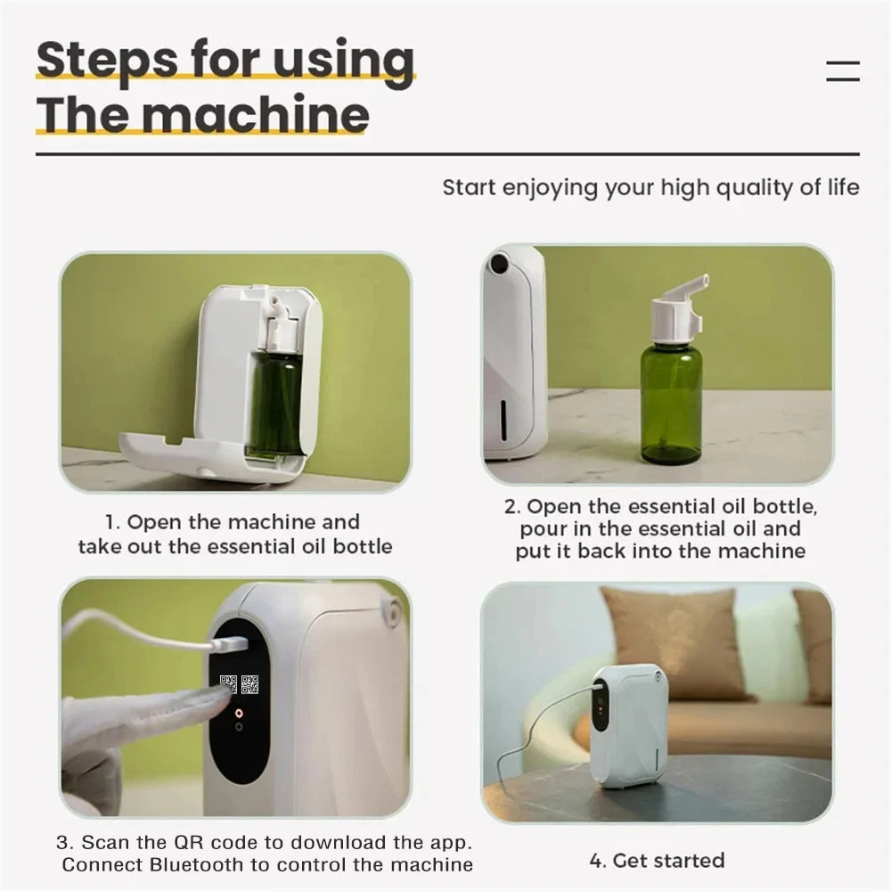 Aroma Diffuser Scent Machine Coverage 200m³ Bluetooth APP Control Fragrance Diffuser