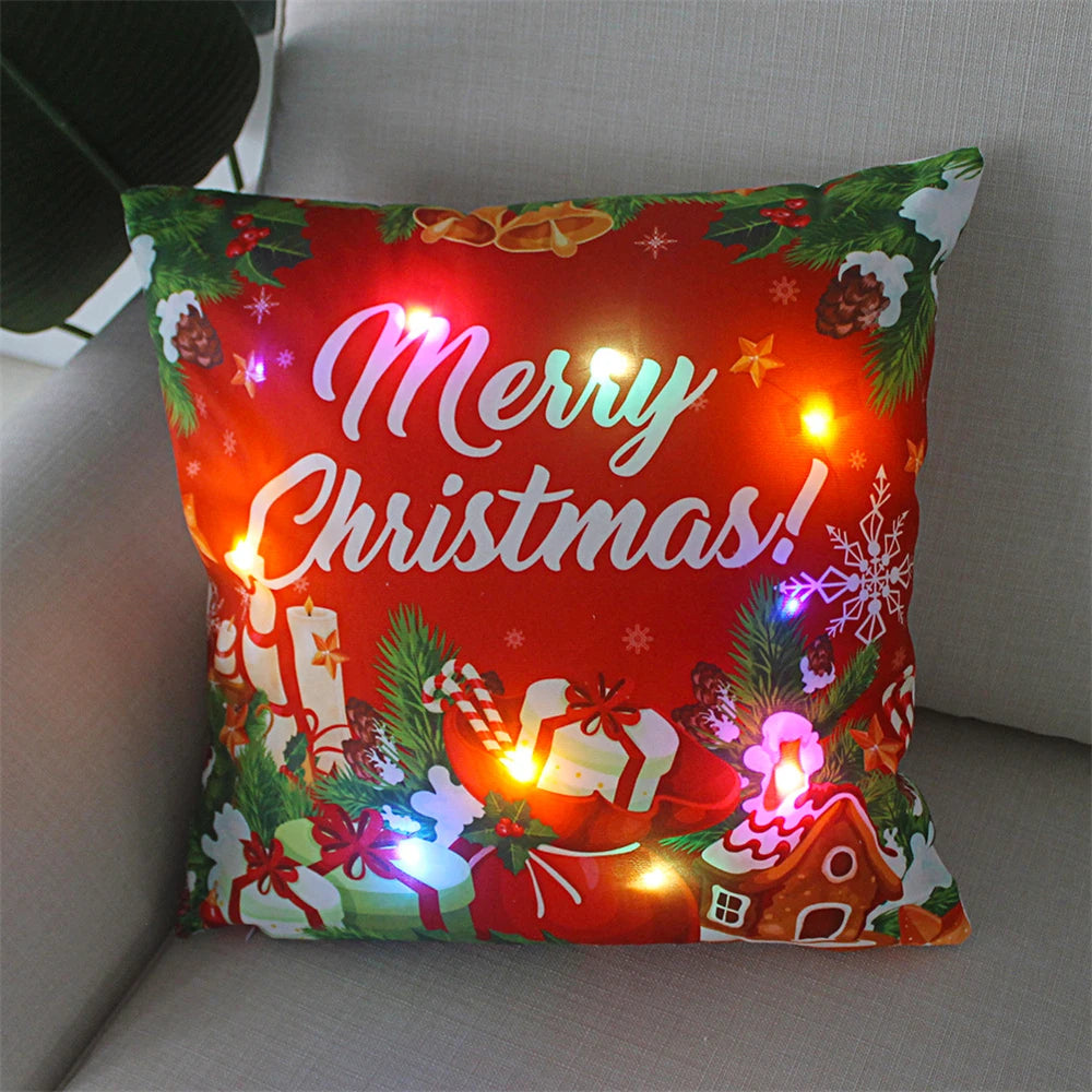 Christmas  decoration  Catted LED   pillow cover Navidad New Year Gift 45x45cm