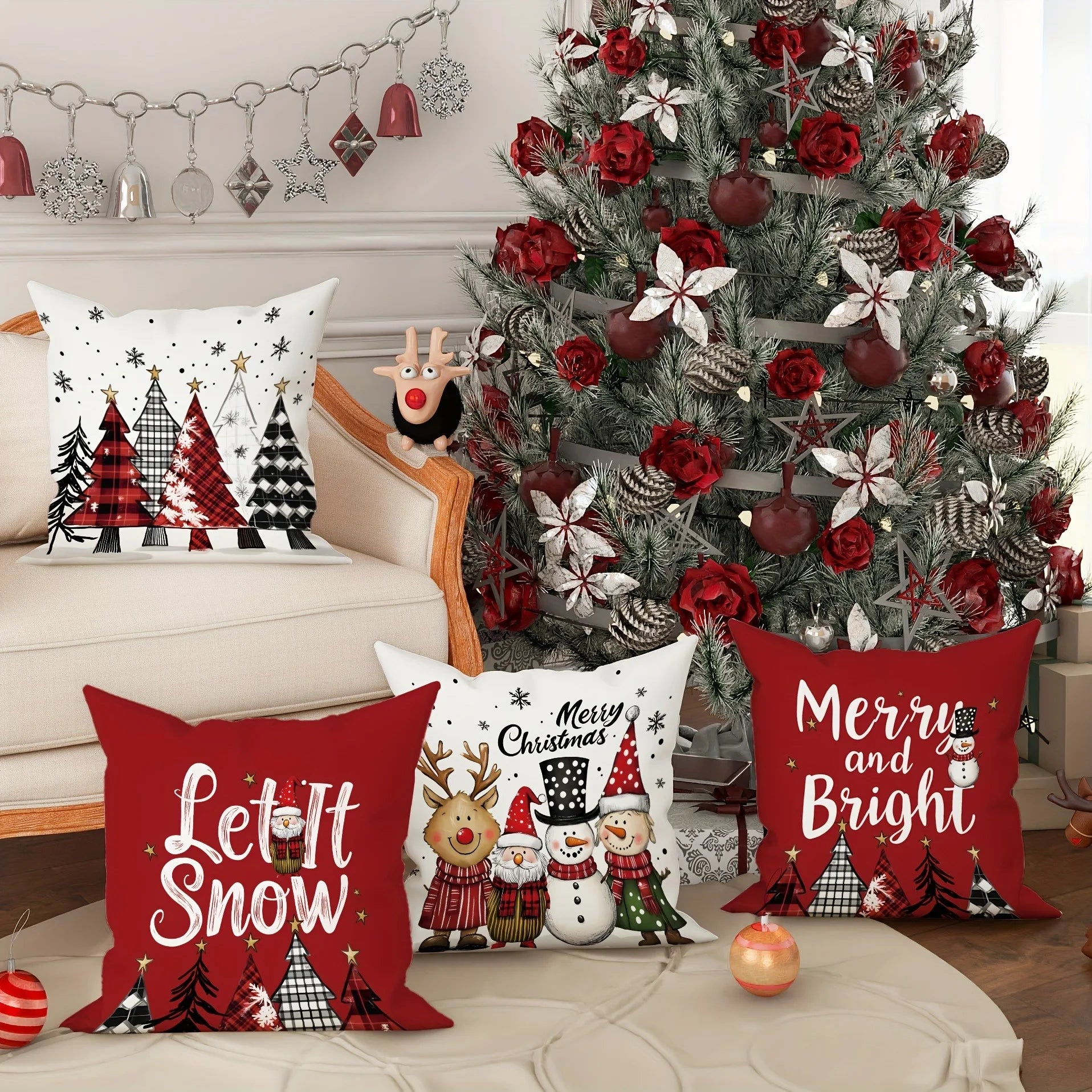 Christmas decoration pillowcase Tree pattern suitable for home room Sofa cushion cover