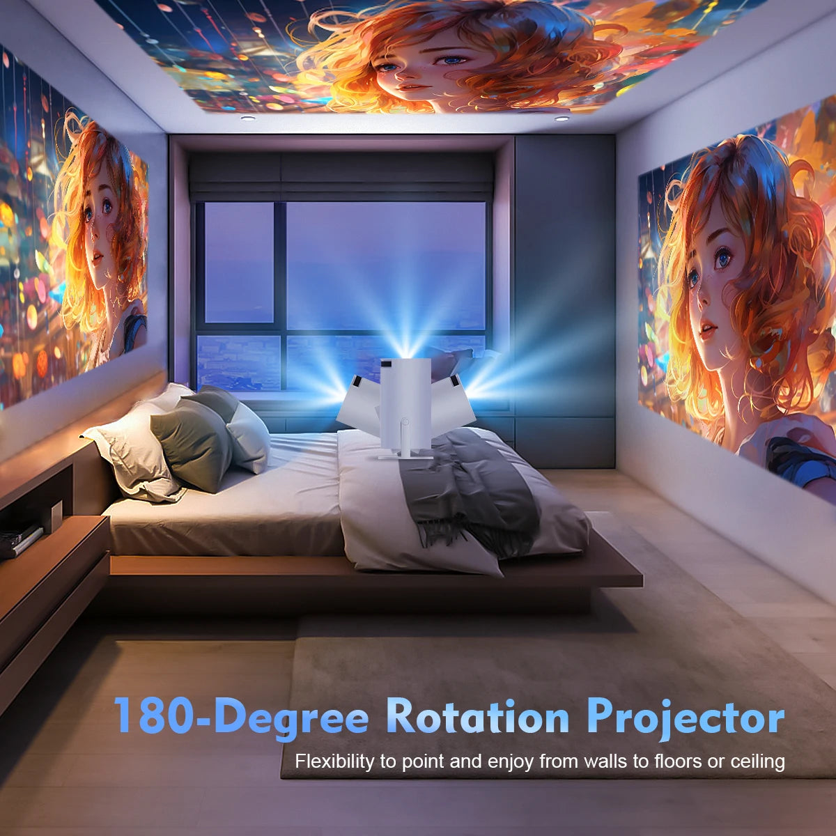 Pro + Dual Wifi 260ANSI 180°flexible BT5.0 Cinema Outdoor Portable Projector
