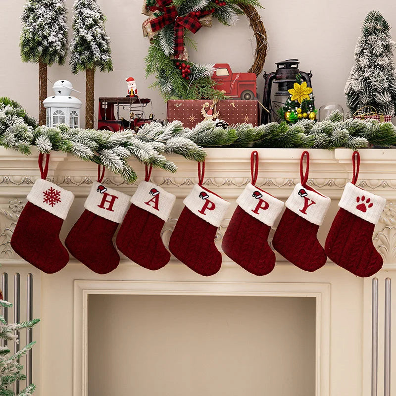 Alphabet Knitting Socks Christmas Tree Ornaments Decoration for Home