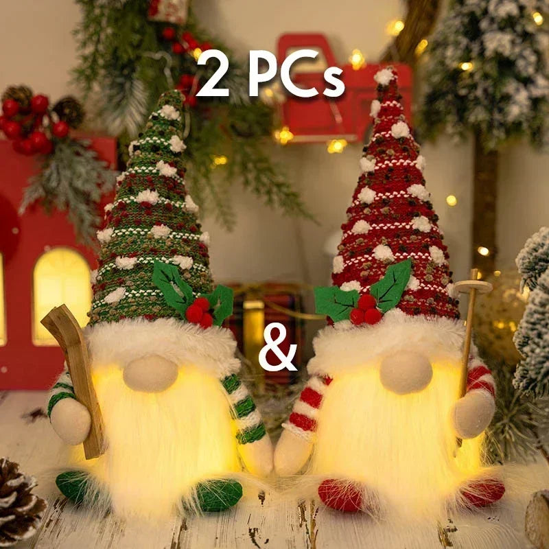 30cm Glowing Knitted Doll Couple with Led Night Light Christmas Decorations