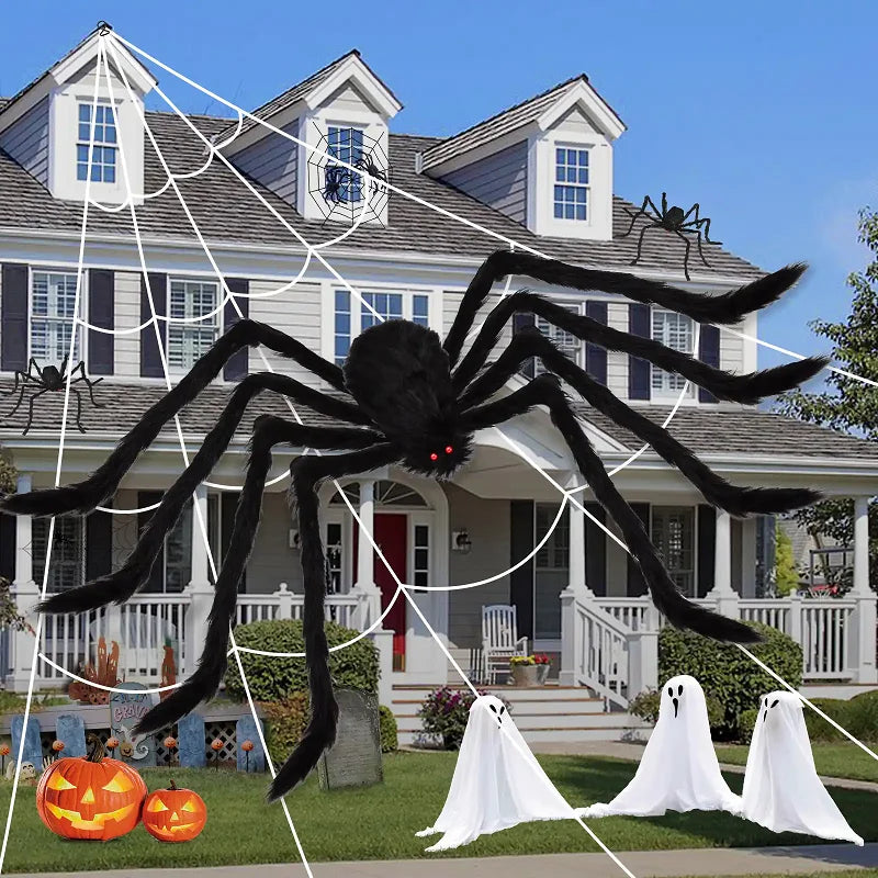 Horror Halloween Giant Black Spider Decoration Haunted House Party Props