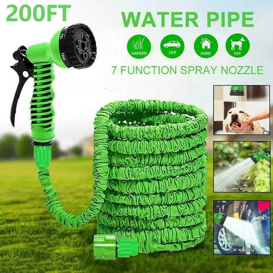 25FT-200FT Expandable Magic Hose 7 Water Spraying Hose Set