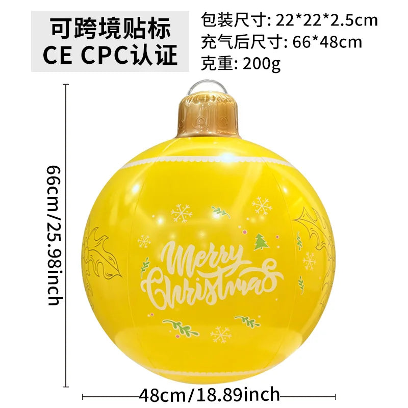 60cm Giant Luminous Inflatable Christmas Ball With No Lights Pvc Outdoor Xmas Decoration