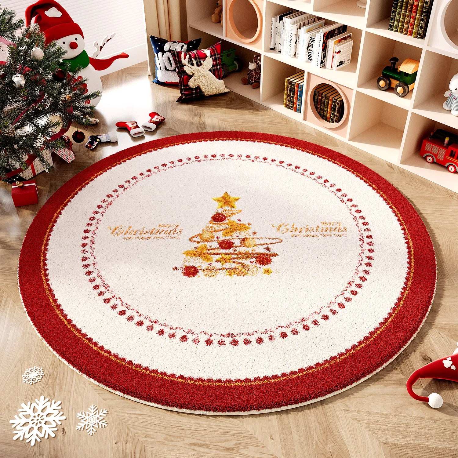 Wind Round Premium Bedroom Carpet Festive Atmosphere Decoration Tree Floor Mat