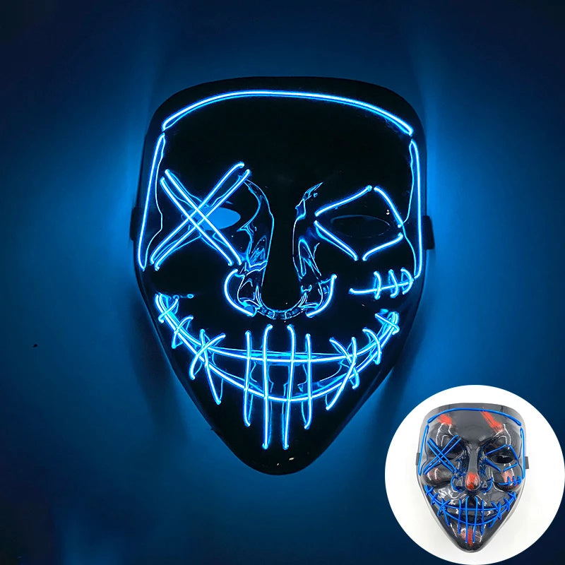 Wireless Glowing Mask LED Luminous Purge Mask Halloween Carnival Light Up Party Mask
