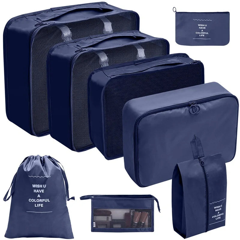 7/8/9/10 Pcs Set Travel Organizer Storage Bags Suitcase Packing Cubes Portable Luggage