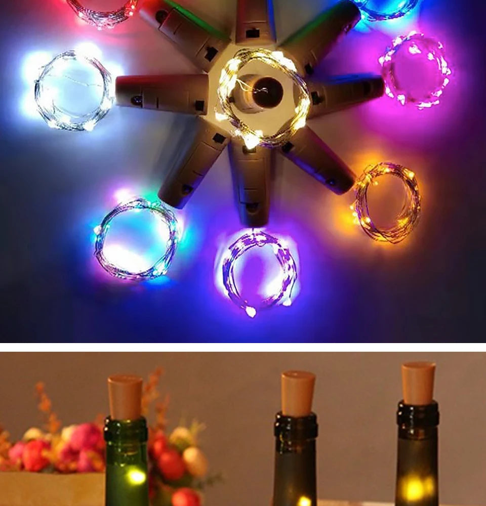 Wine Bottle Cork LED String Holiday Fairy Lights Christmas Tree Wedding Party Decor