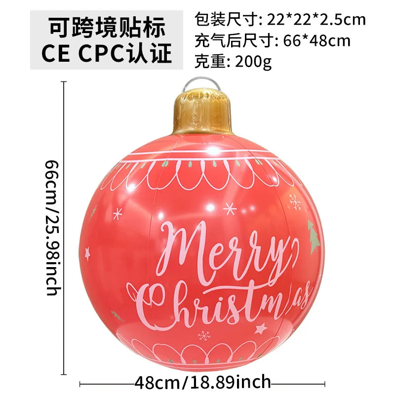 60cm Giant Luminous Inflatable Christmas Ball With No Lights Pvc Outdoor Xmas Decoration