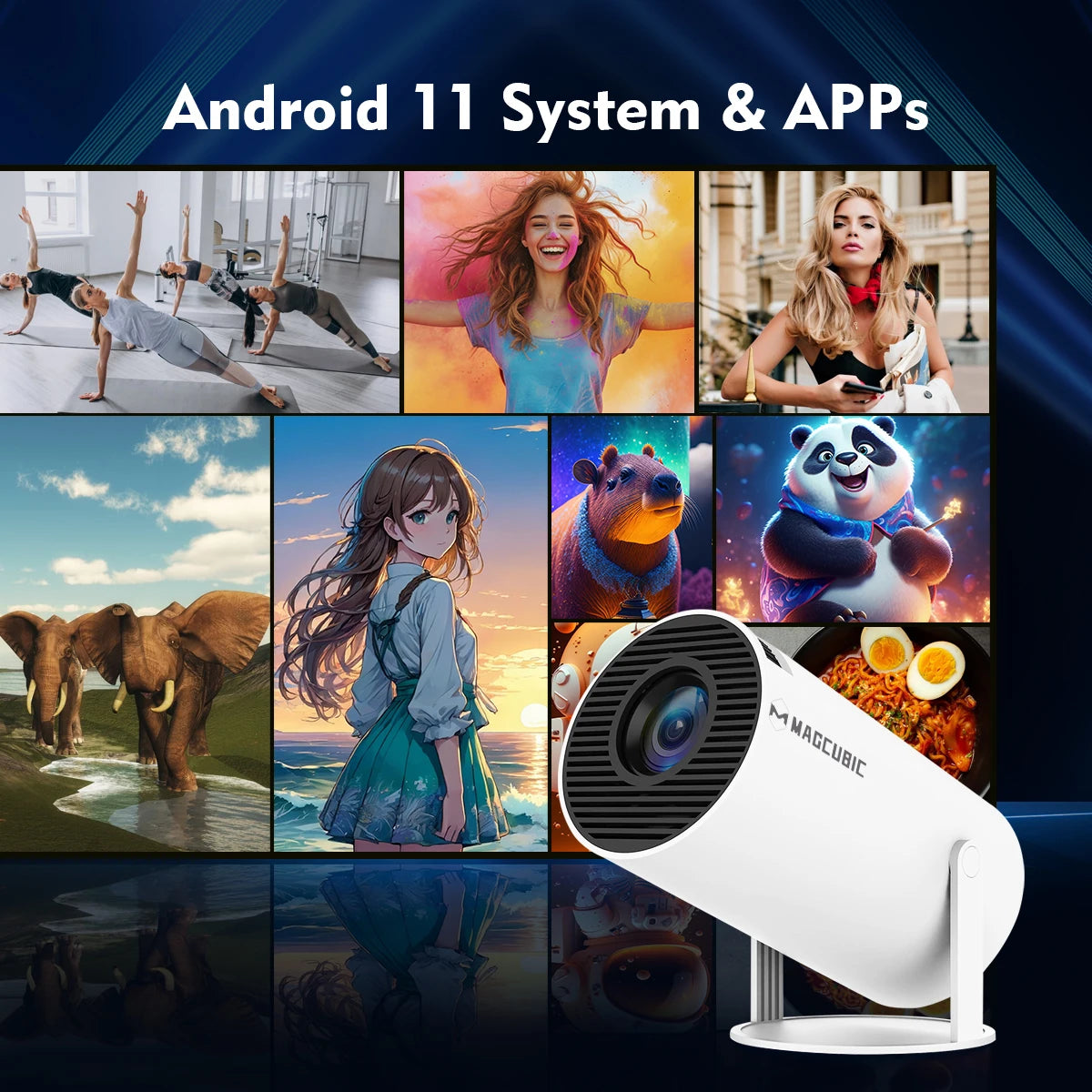 Pro + Dual Wifi 260ANSI 180°flexible BT5.0 Cinema Outdoor Portable Projector
