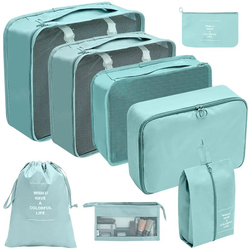 7/8/9/10 Pcs Set Travel Organizer Storage Bags Suitcase Packing Cubes Portable Luggage