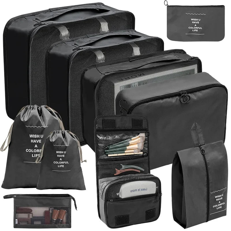 7/8/9/10 Pcs Set Travel Organizer Storage Bags Suitcase Packing Cubes Portable Luggage