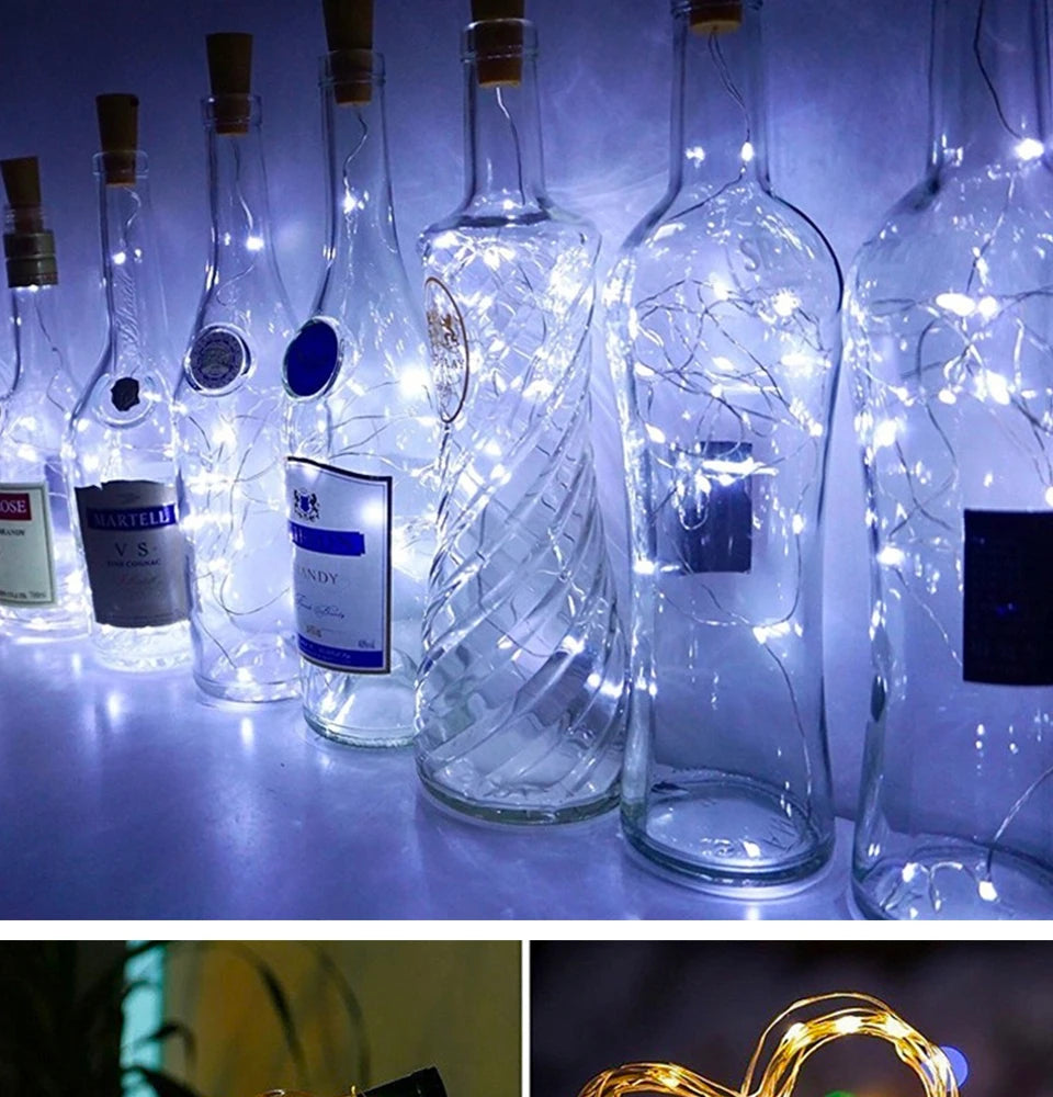 Wine Bottle Cork LED String Holiday Fairy Lights Christmas Tree Wedding Party Decor