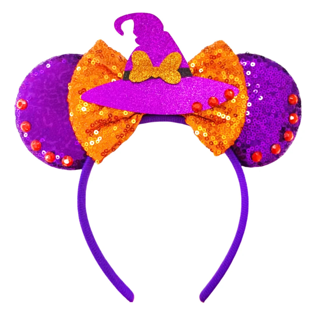 Newest Minnie Ears Headband Halloween Festival Party Sequins Bow Hair Accessories