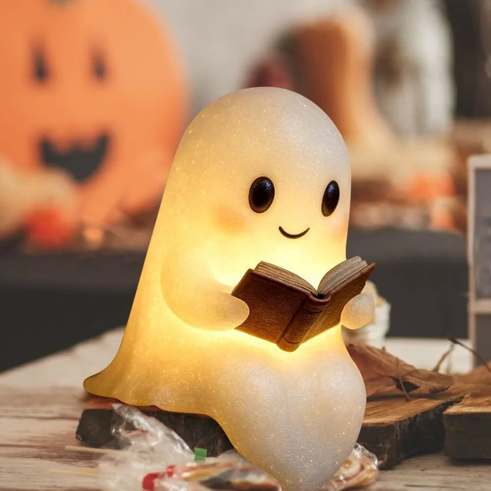 Cute ghost reading book toy model kawaii cartoon holiday decoration for boys and girls