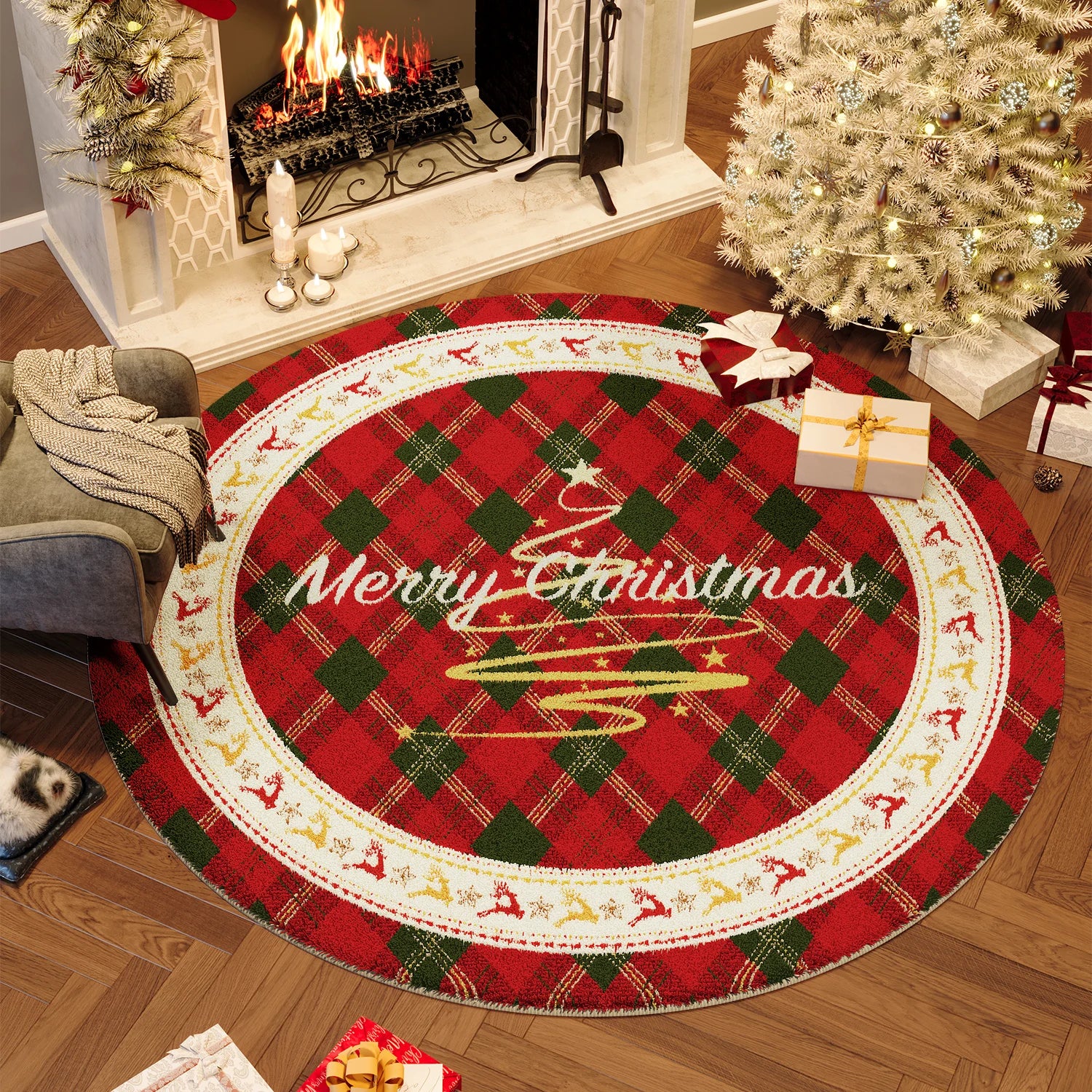 Wind Round Premium Bedroom Carpet Festive Atmosphere Decoration Tree Floor Mat