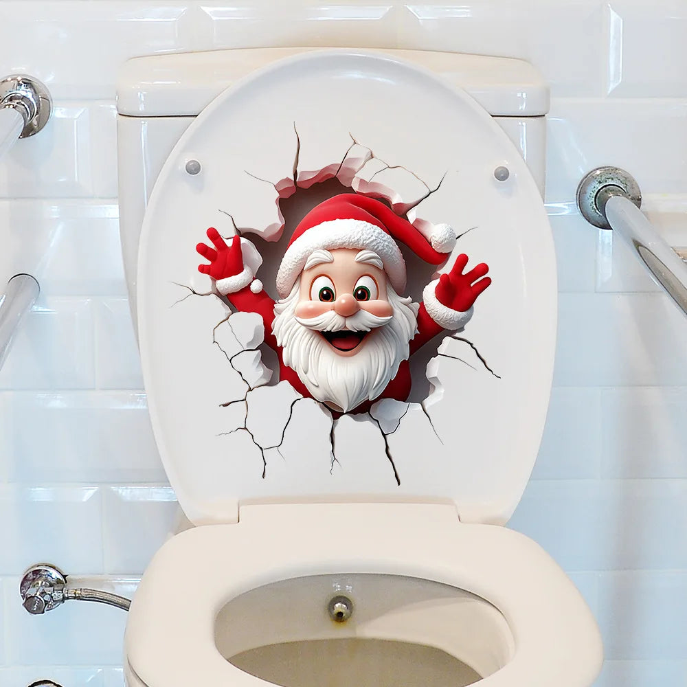 Christmas Santa Toilet Sticker Christmas Party Decoration Navidad Natal New Year Gift