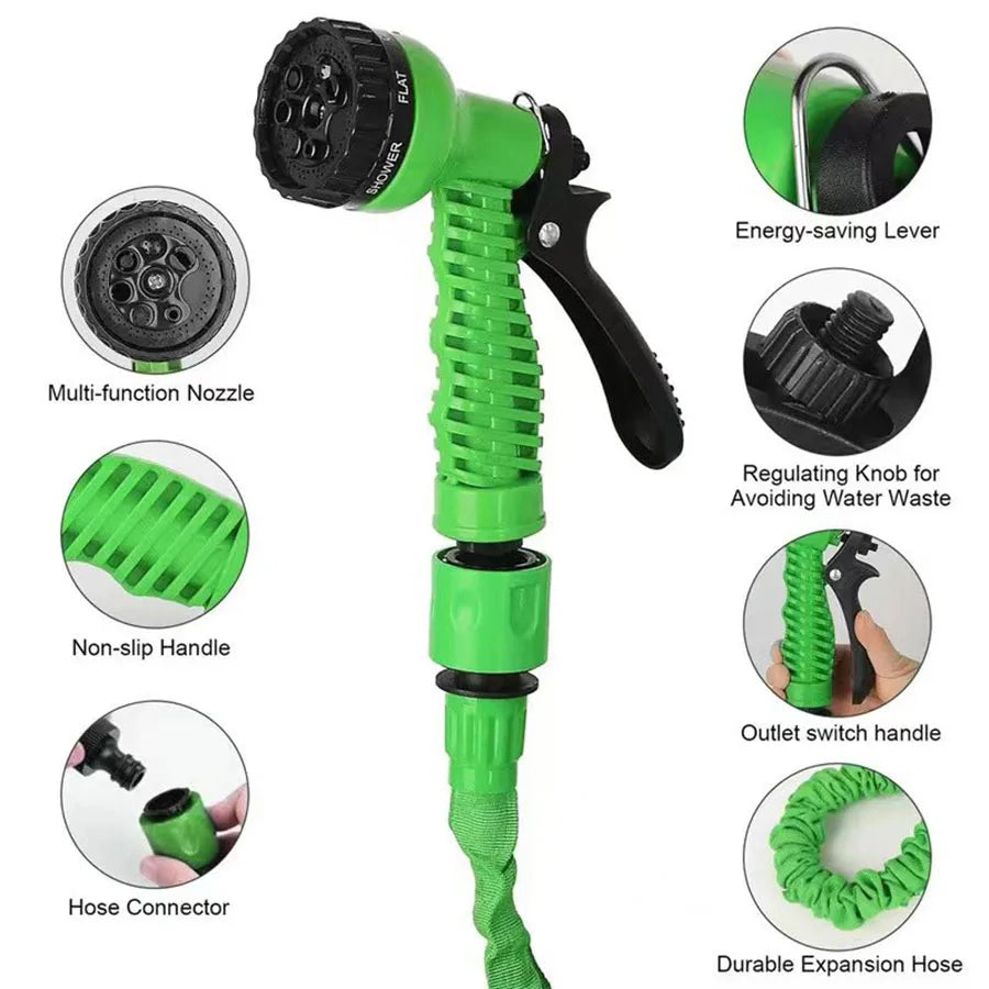 25FT-200FT Expandable Magic Hose 7 Water Spraying Hose Set