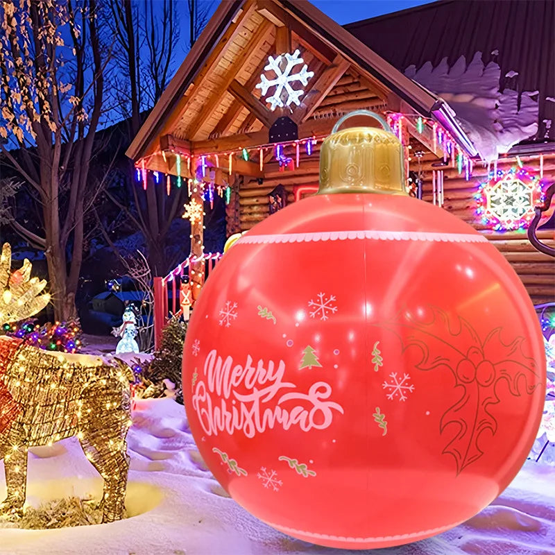 60cm Giant Luminous Inflatable Christmas Ball With No Lights Pvc Outdoor Xmas Decoration