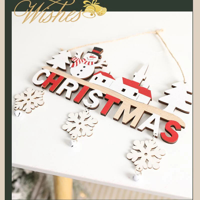 Santa Claus Wooden Hanging Ornament Decoration for Home Door Xmas Tree Pendants