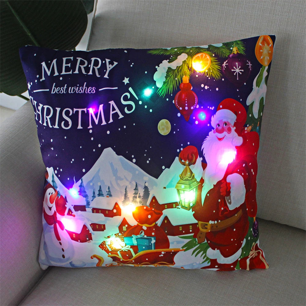 Christmas  decoration  Catted LED   pillow cover Navidad New Year Gift 45x45cm