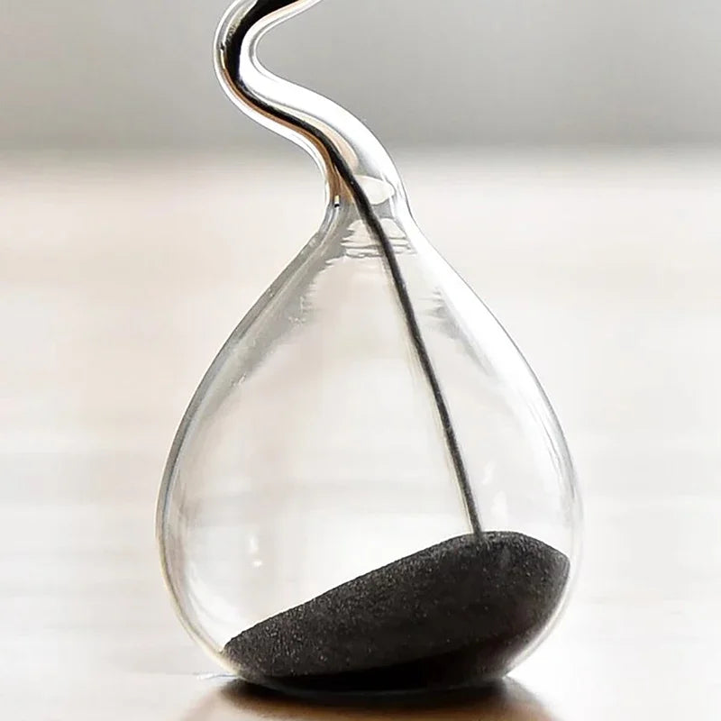 Curve Design Black Glass Craft Simple Interior Table Ornament Aesthetic Sand Clock
