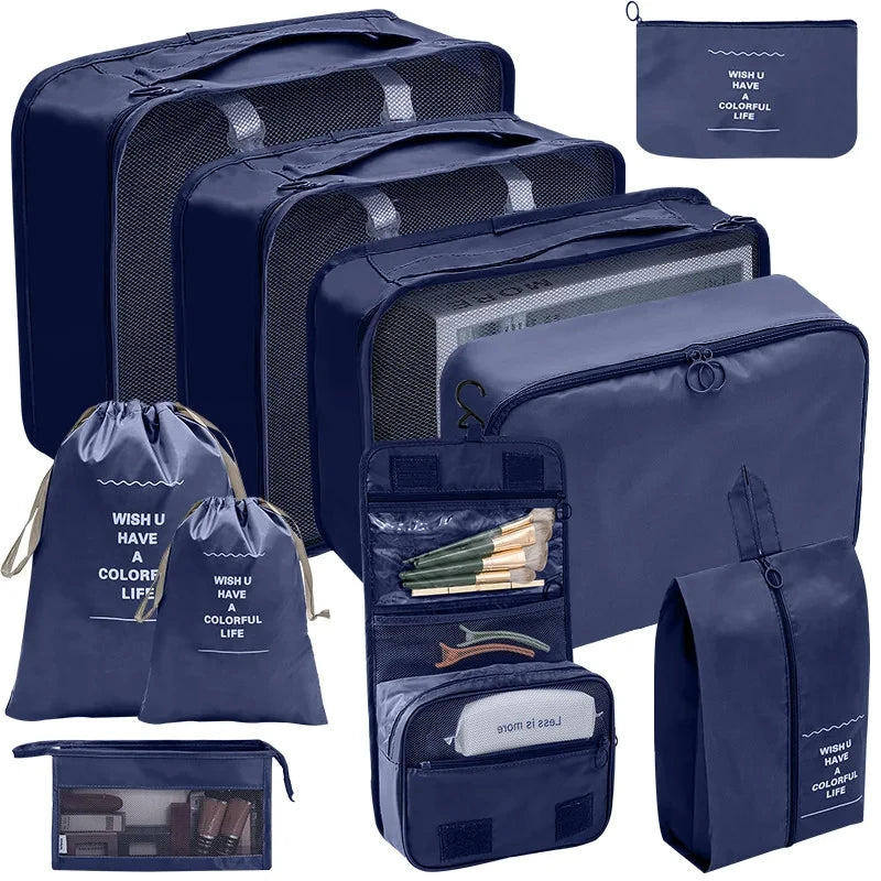 7/8/9/10 Pcs Set Travel Organizer Storage Bags Suitcase Packing Cubes Portable Luggage