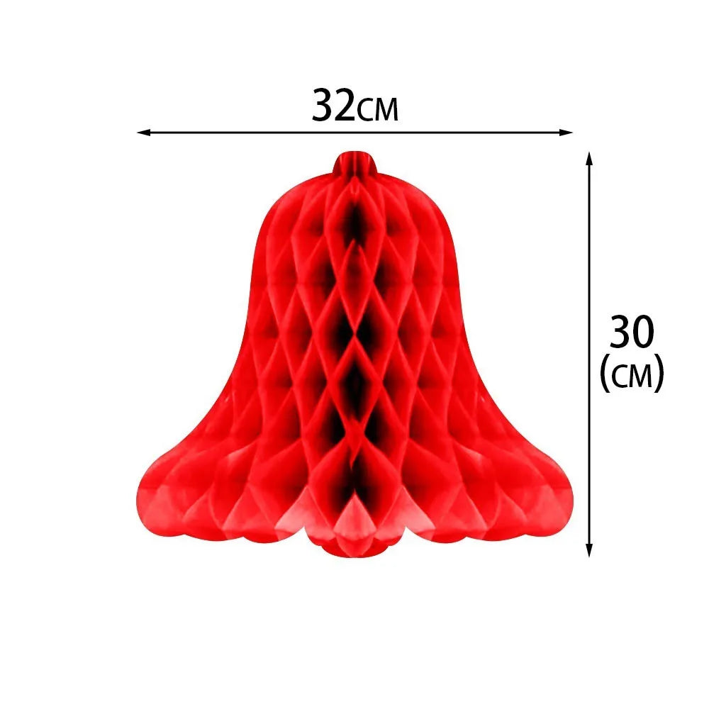 Christmas Honeycomb Ball Hanging Pendant 3D Xmas Tree Bell Hats Drop Ornaments