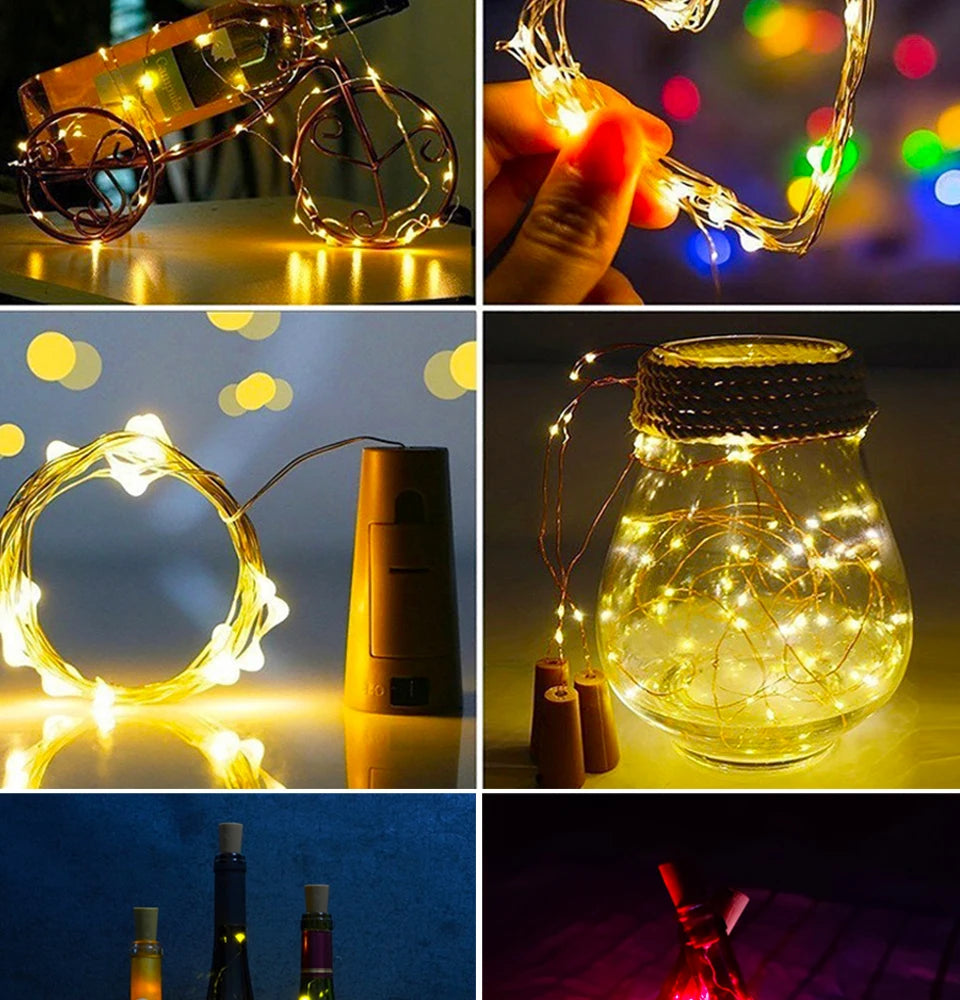 Wine Bottle Cork LED String Holiday Fairy Lights Christmas Tree Wedding Party Decor