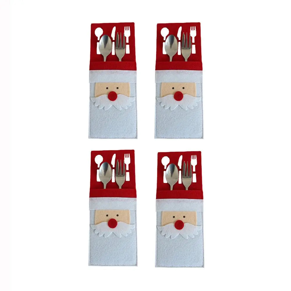 Christmas Knife and Fork Holder Pocket Cutlery Bag Non-woven fabric Cookware Organizer